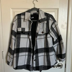 Small Sized Black and White Flannel, Meant to Have an Oversized Look SHEIN Brand